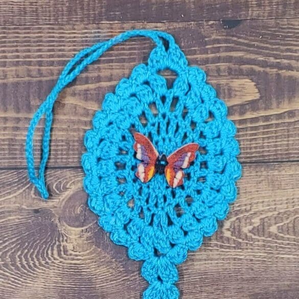 Red Multicolor Butterfly on Turquoise Flutter Charm
