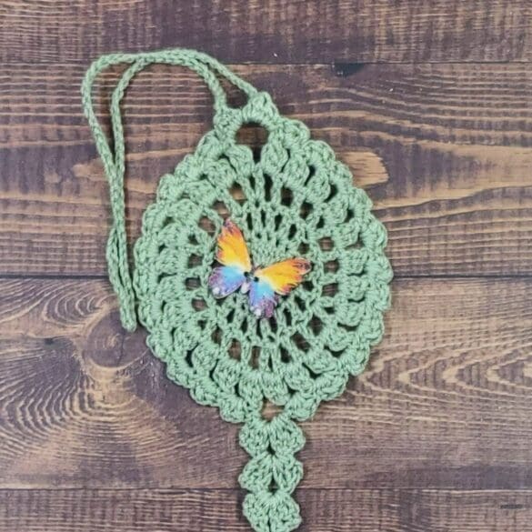 Watercolor Rainbow Butterfly on Sage Green Flutter Charm