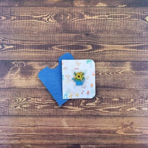 Blue Watering Can with Sunflowers Enamel Pin