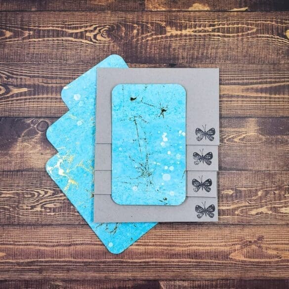 Teal with Metallic Accents Design Handmade Card & Envelope Set