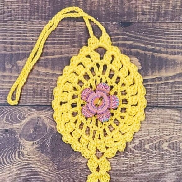 Pink Sunburst Flower on Yellow Bloom Charm