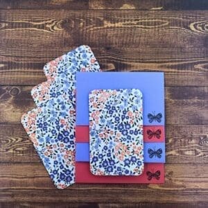 Red and Blue Floral Design Handmade Card & Envelope Set